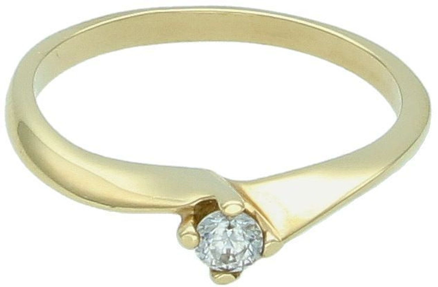 Złoty pierścionek damski próby 585 z cyrkonią. Idealny na zaręczyny, rozmiar 12, waga 1,97 g, szerokość elementu ozdobnego 4 mm, szerokość szyny 1 mm. Piękna biżuteria na wyjątkowe okazje.1.jpg